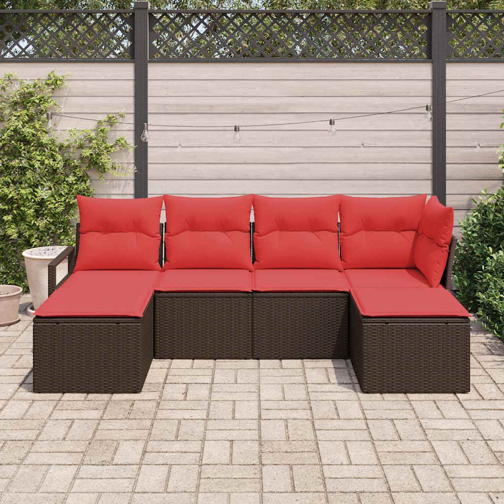 Kanapé Szett 6 pcs Barna polirattan