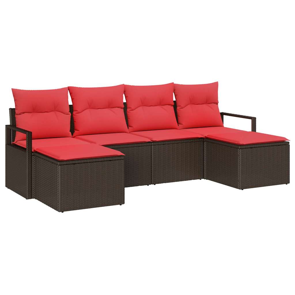 Kanapé Szett 6 pcs Barna polirattan