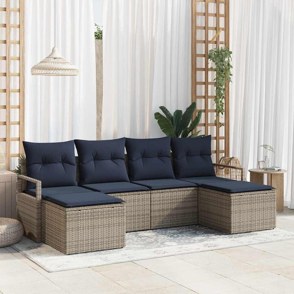 Kanapé Szett 6 pcs Szürke polirattan
