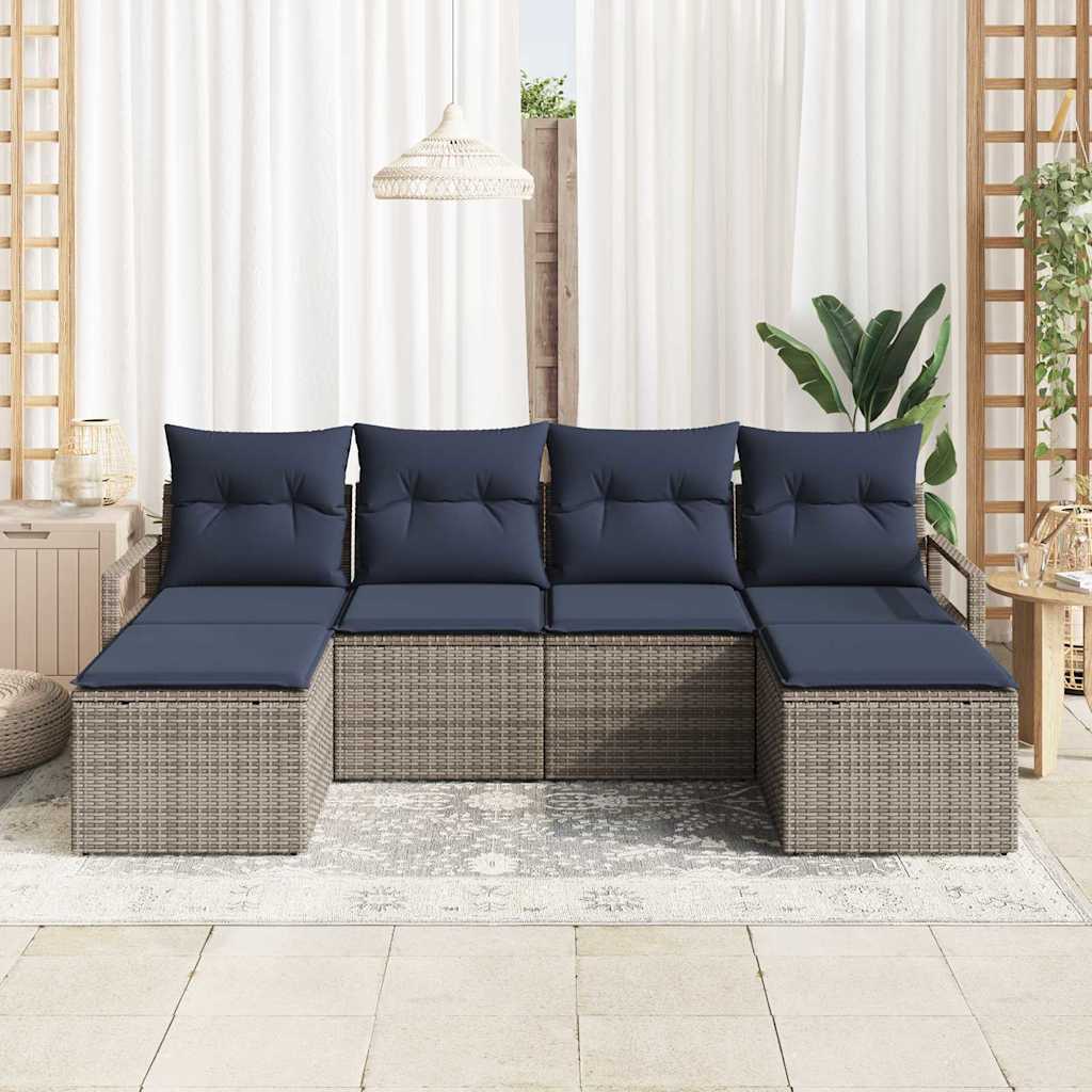 Kanapé Szett 6 pcs Szürke polirattan