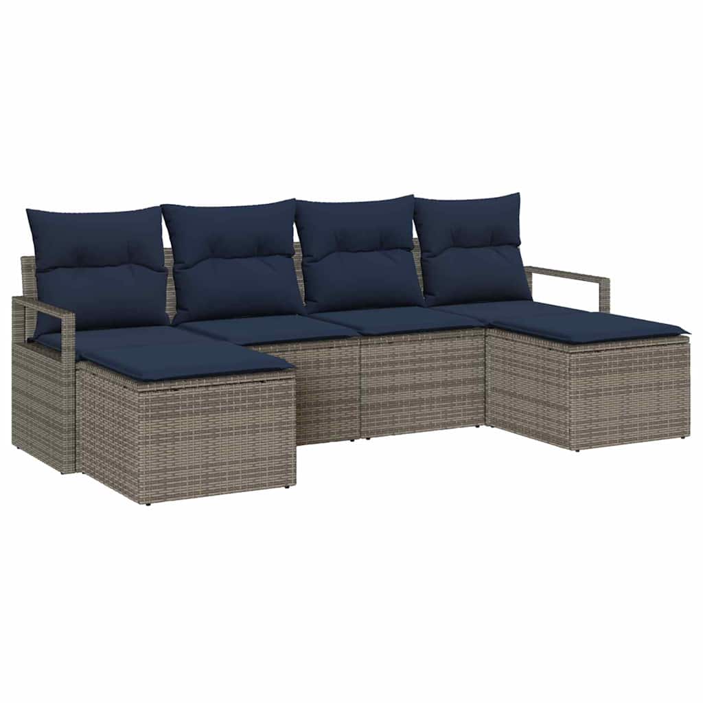 Kanapé Szett 6 pcs Szürke polirattan