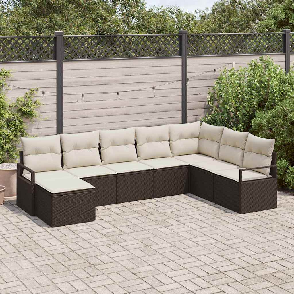 Kanapé Szett párnával 8 pcs Barna polirattan