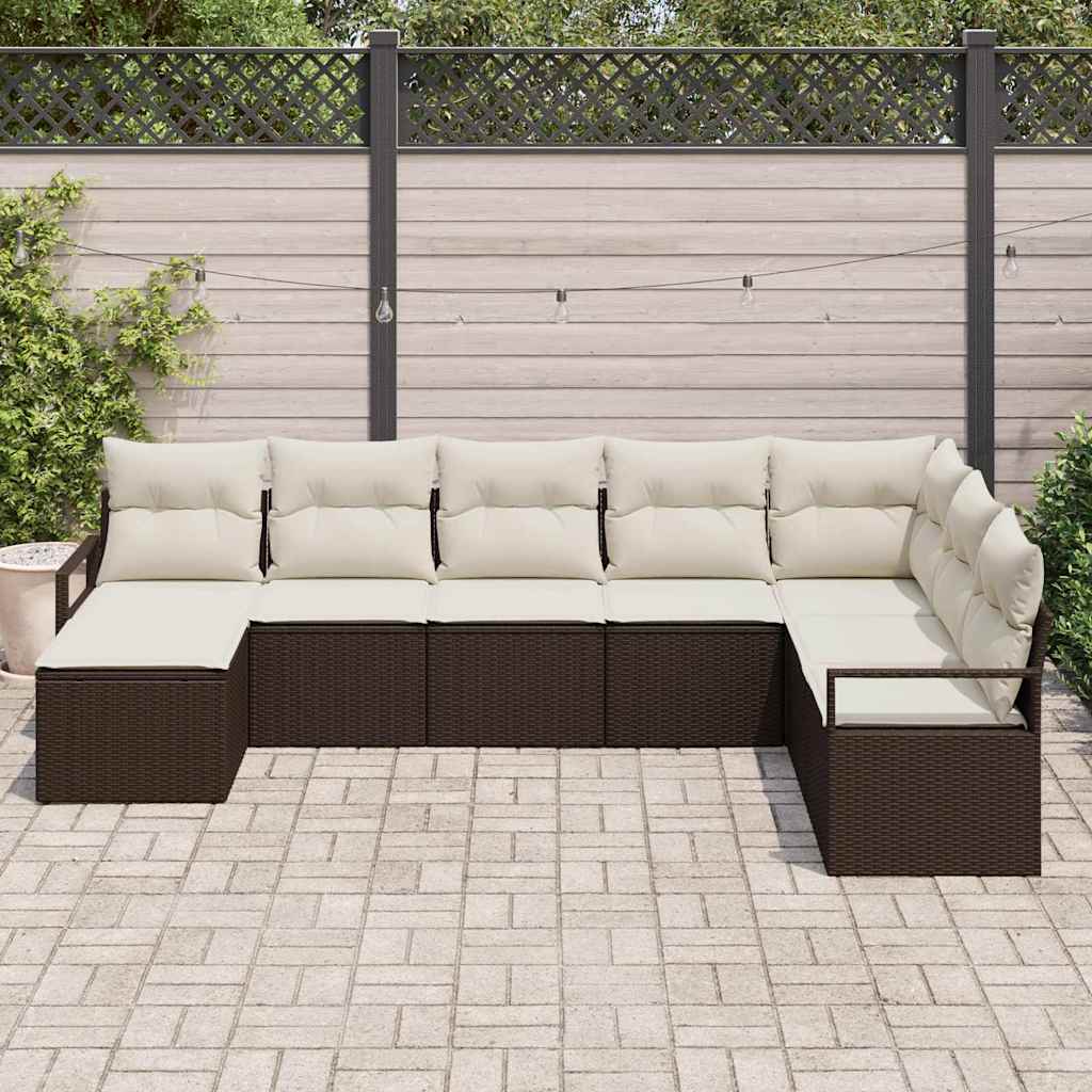 Kanapé Szett párnával 8 pcs Barna polirattan