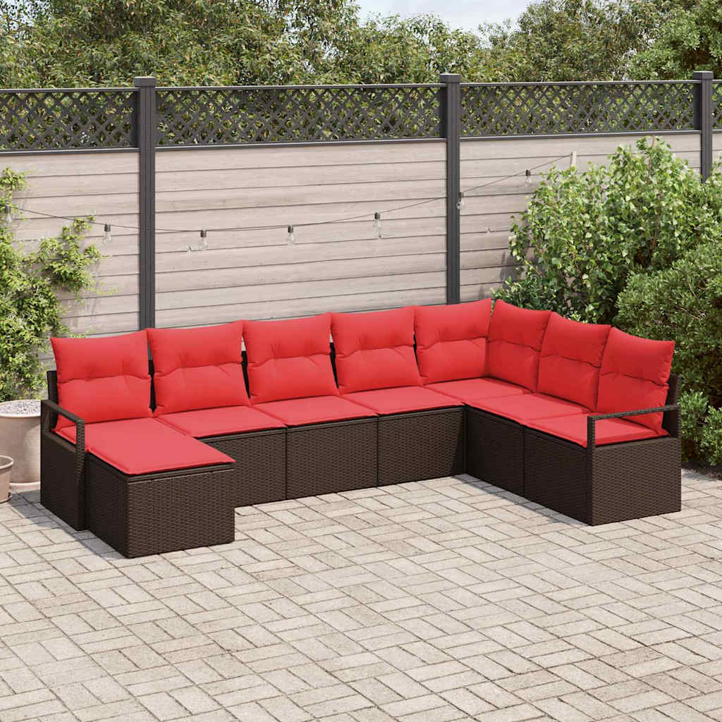 Kanapé Szett párnával 8 pcs Barna polirattan