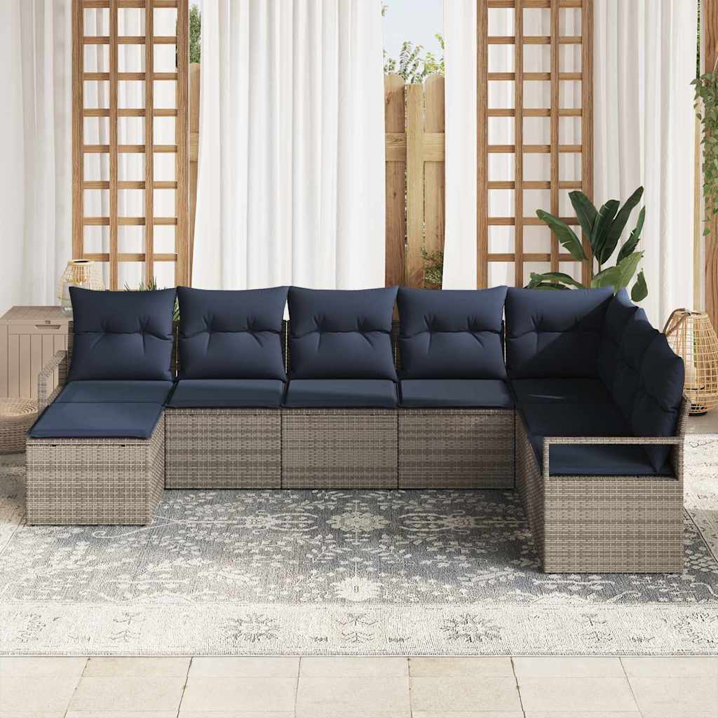 Kanapé Szett párnával 8 pcs Szürke polirattan
