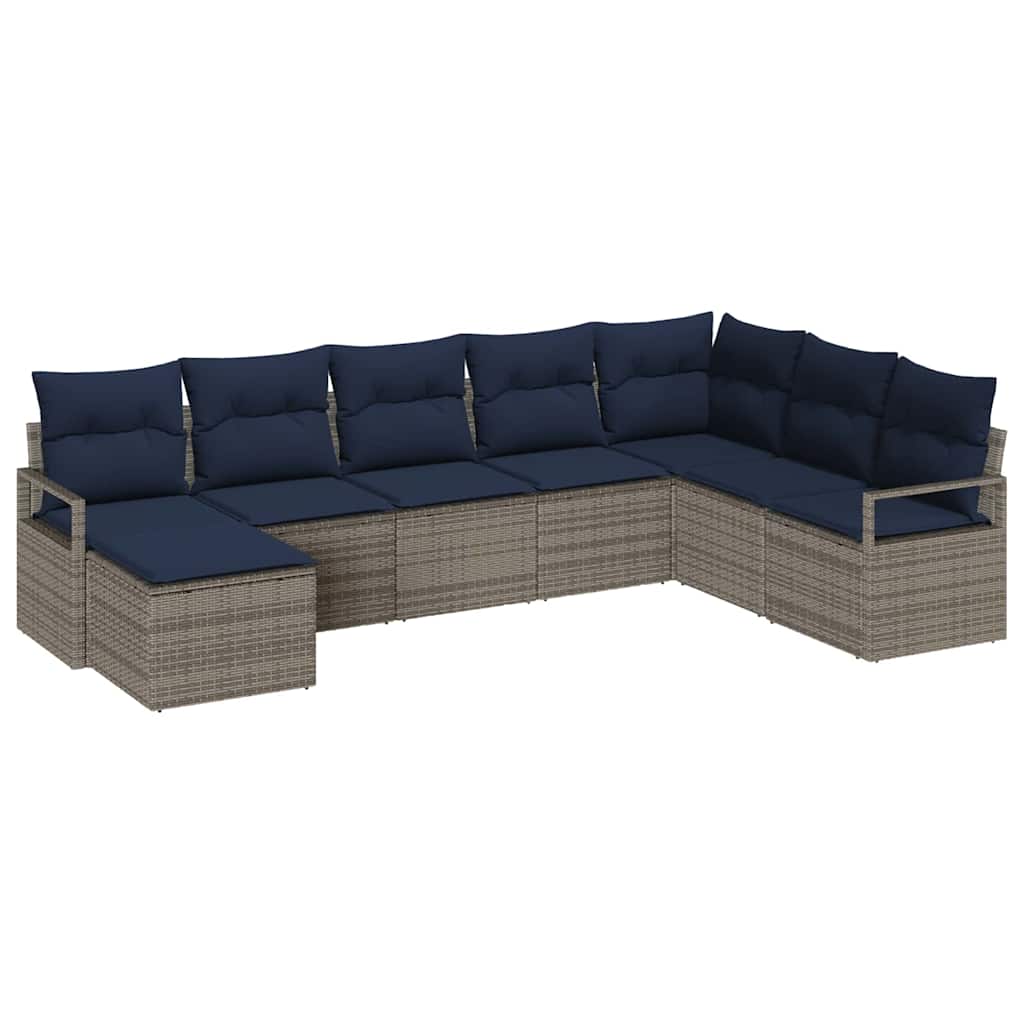 Kanapé Szett párnával 8 pcs Szürke polirattan