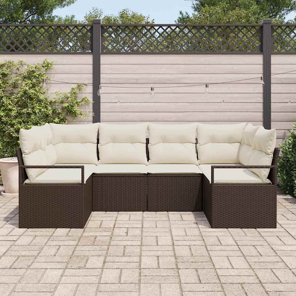 Kanapé Szett párnával 6 pcs Barna polirattan