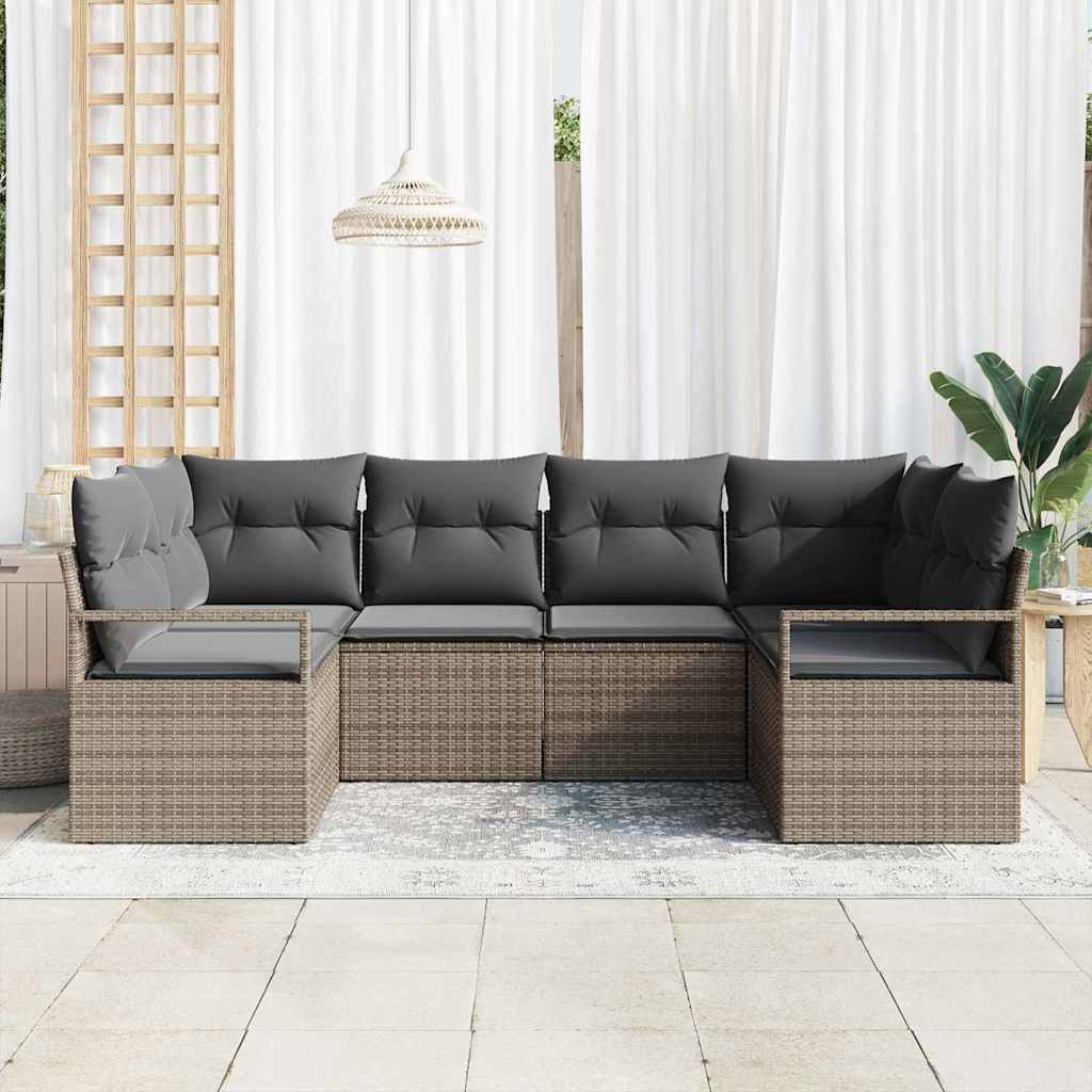 Kanapé Szett párnával 6 pcs Szürke polirattan