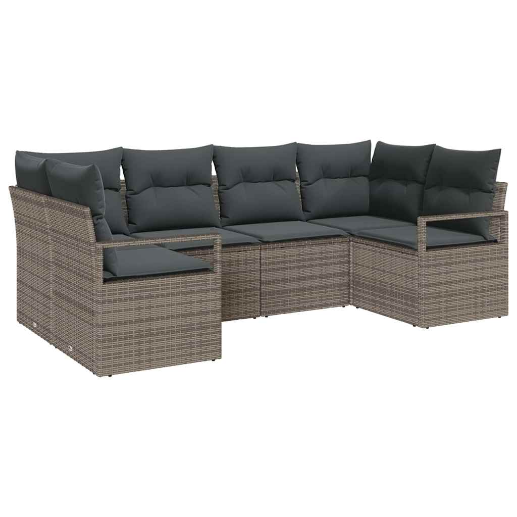 Kanapé Szett párnával 6 pcs Szürke polirattan