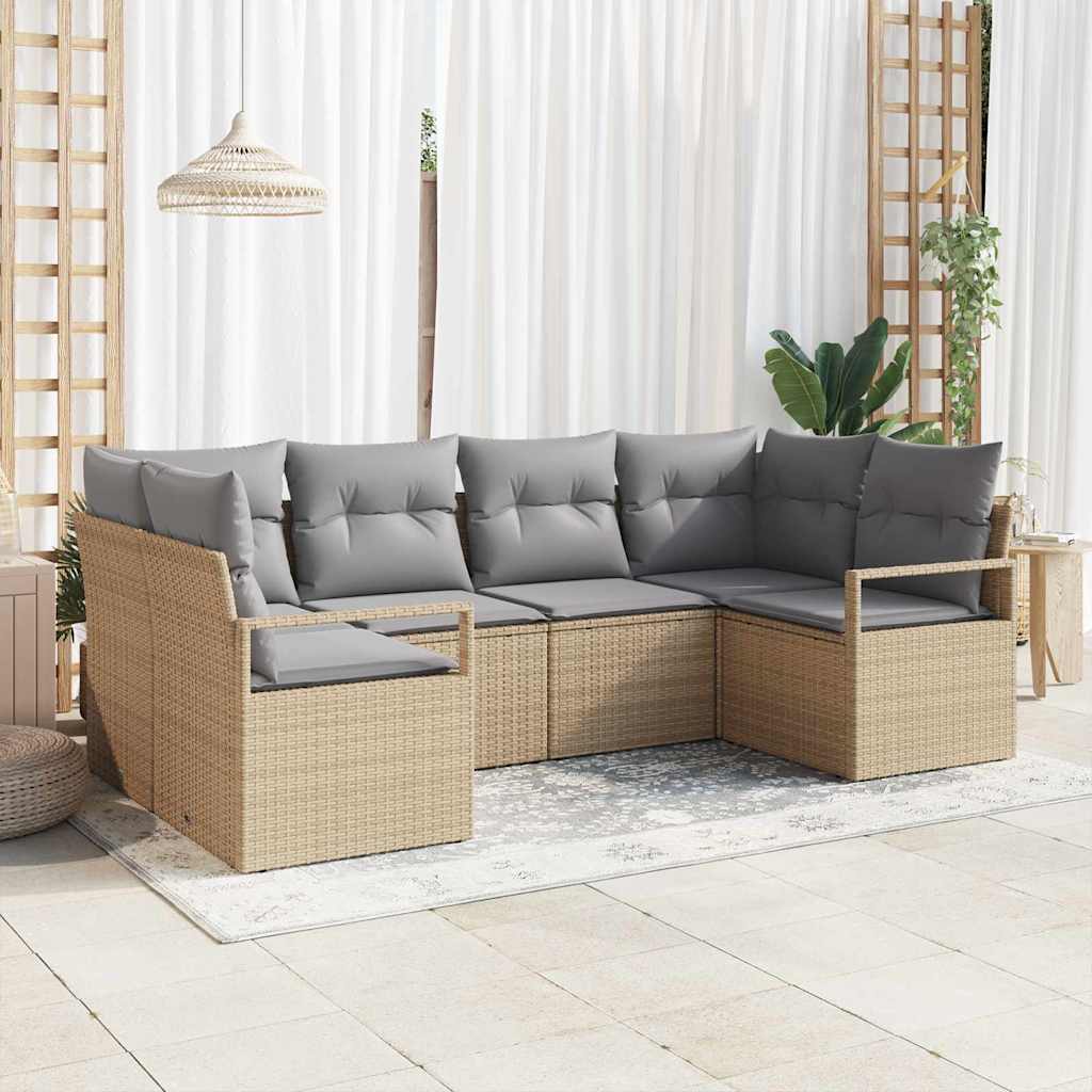 Kanapé Szett párnával 6 pcs Bézs polirattan