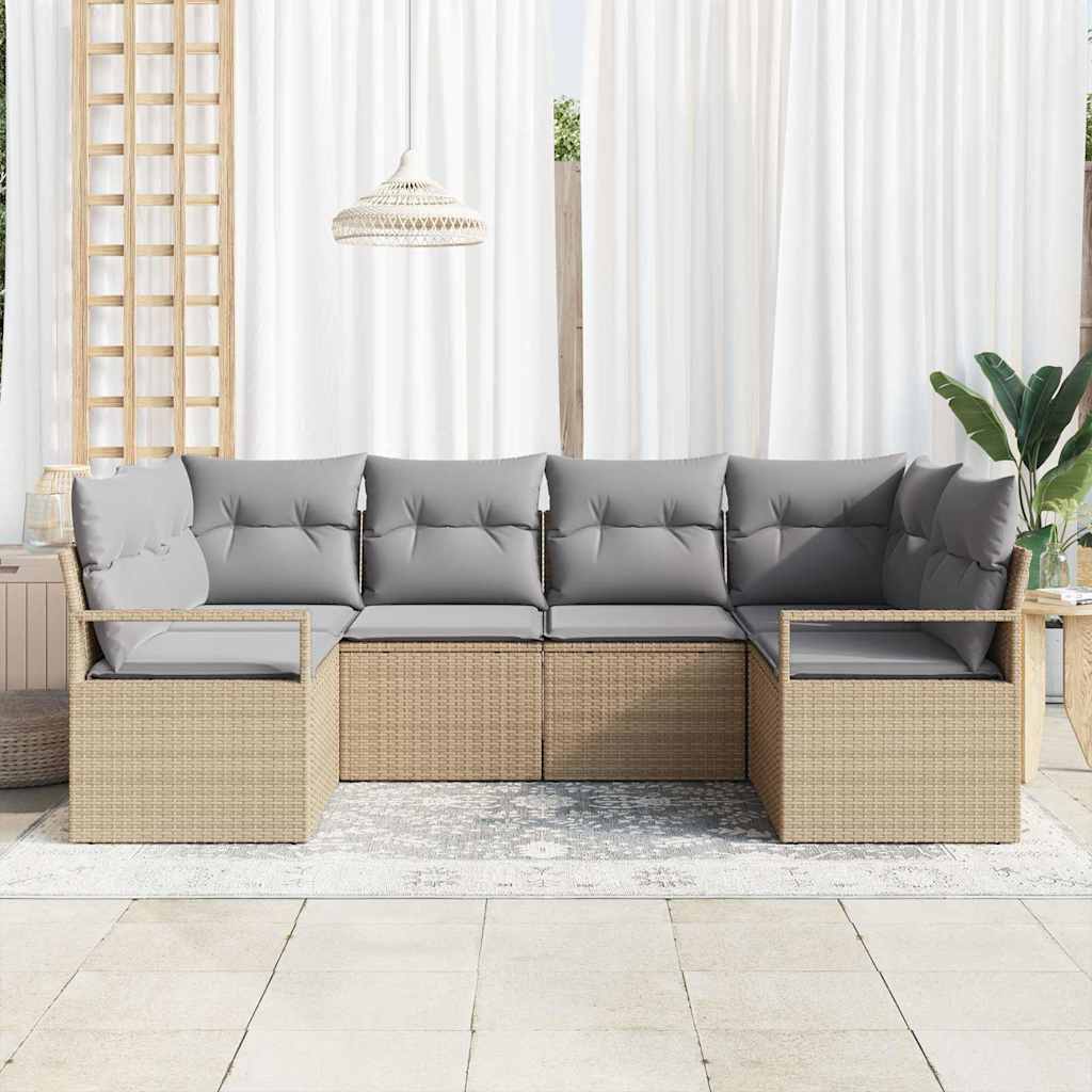 Kanapé Szett párnával 6 pcs Bézs polirattan