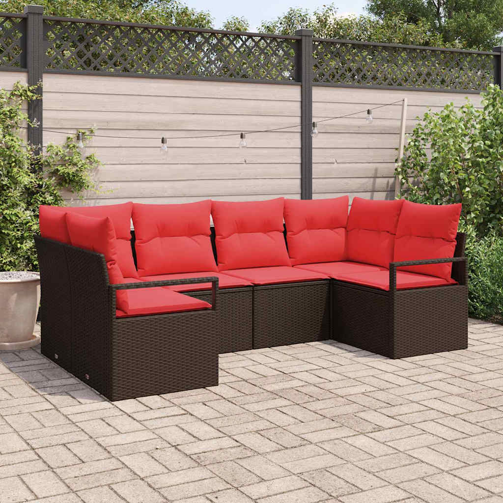 Kanapé Szett párnával 6 pcs Barna Poly Rattan