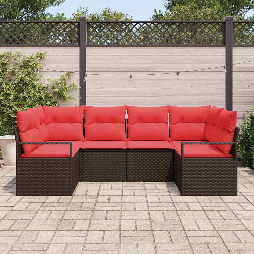Kanapé Szett párnával 6 pcs Barna Poly Rattan