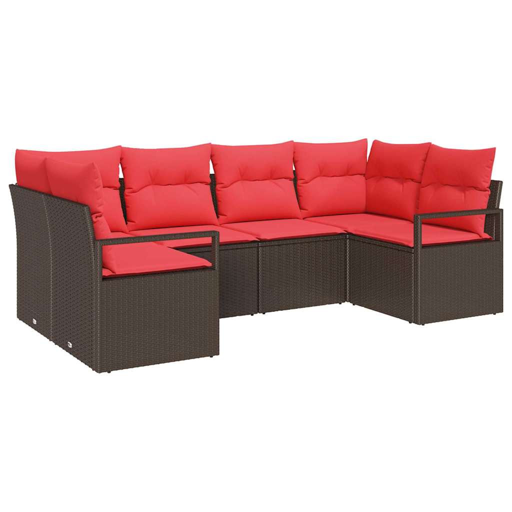 Kanapé Szett párnával 6 pcs Barna Poly Rattan