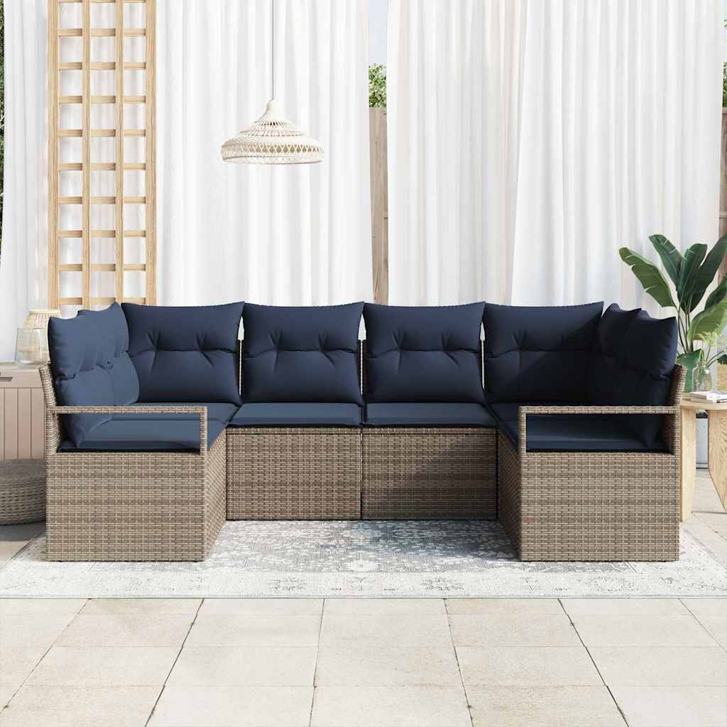 Kanapé Szett párnával 6 pcs Szürke Poly Rattan