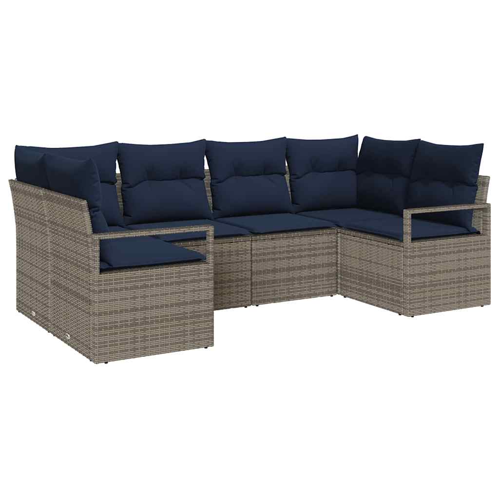 Kanapé Szett párnával 6 pcs Szürke Poly Rattan