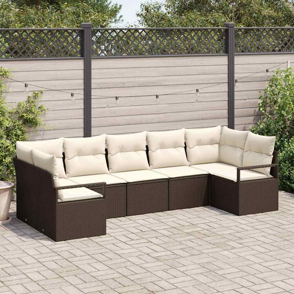 Kanapé Szett párnával 7 pcs Barna polirattan