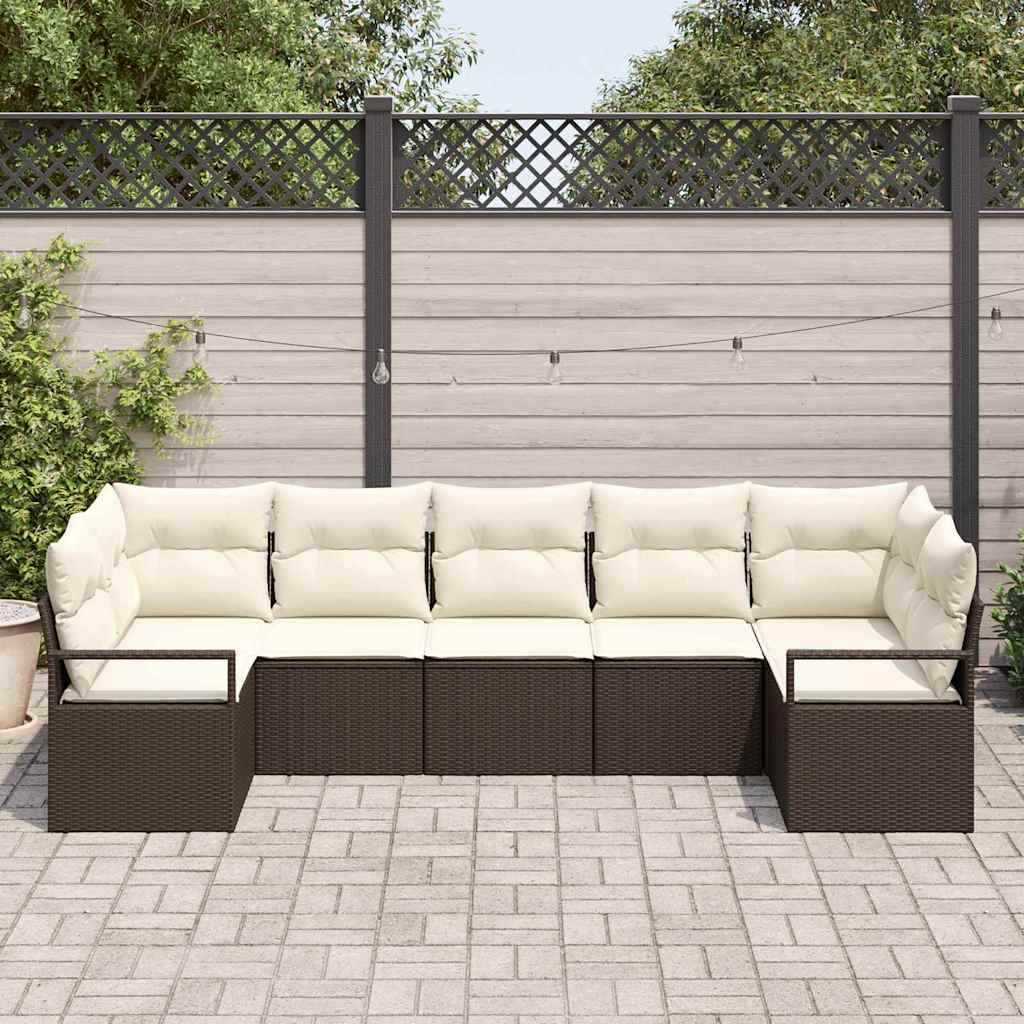 Kanapé Szett párnával 7 pcs Barna polirattan