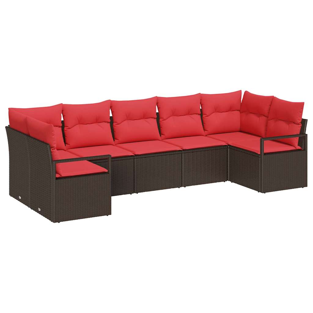 Kanapé Szett párnával 7 pcs Barna polirattan