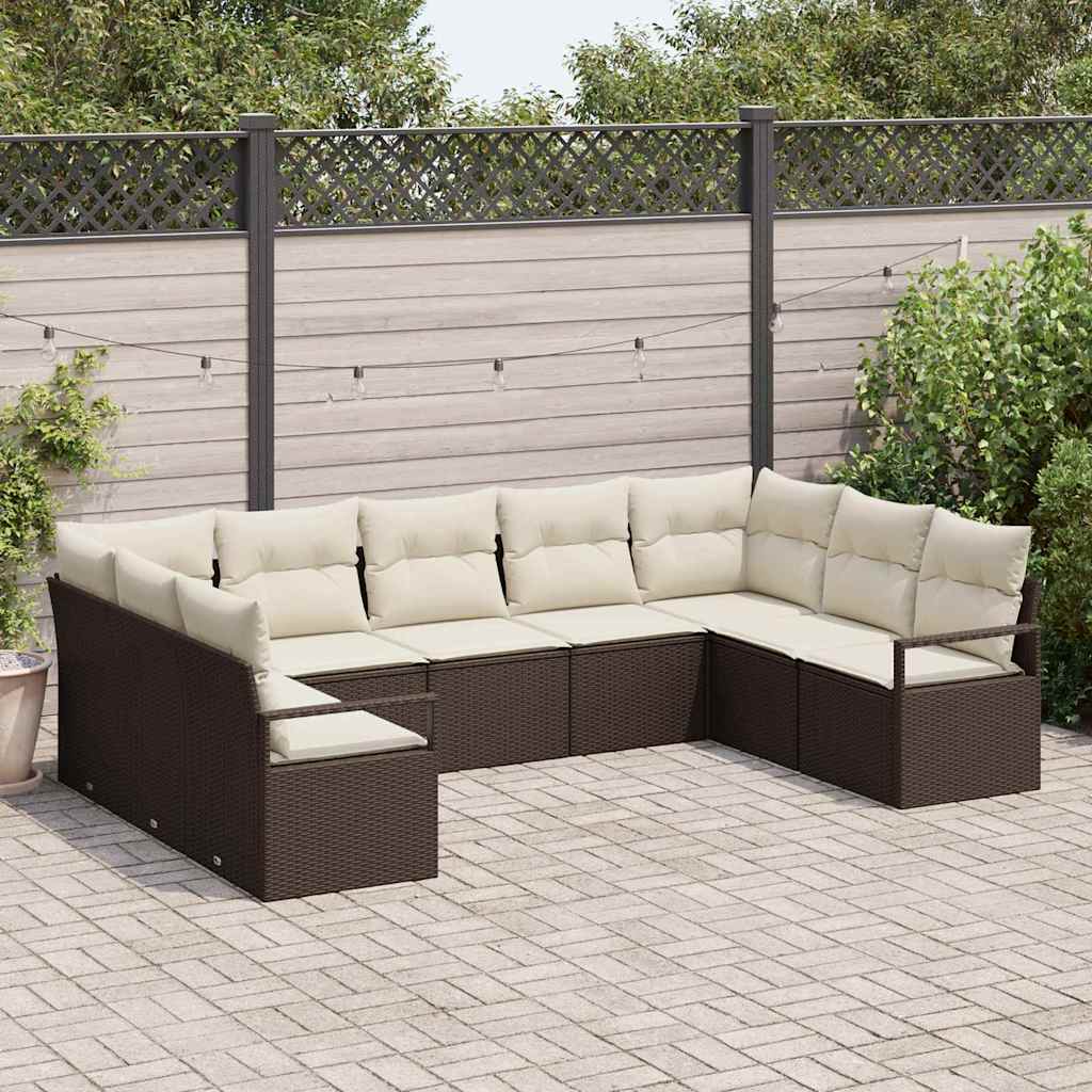 Kanapé Szett párnával 9 pcs Barna polirattan