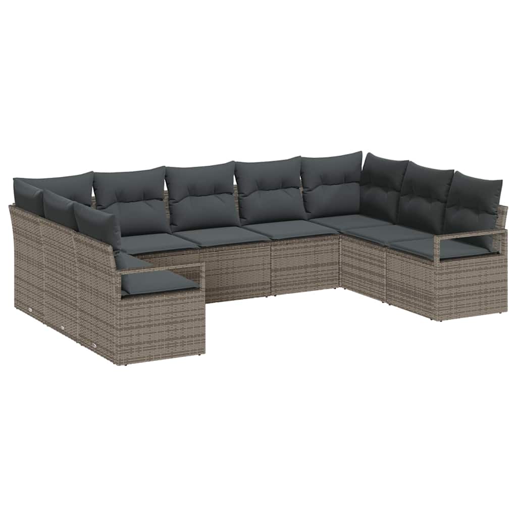 Kanapé Szett párnával 9 pcs Szürke polirattan