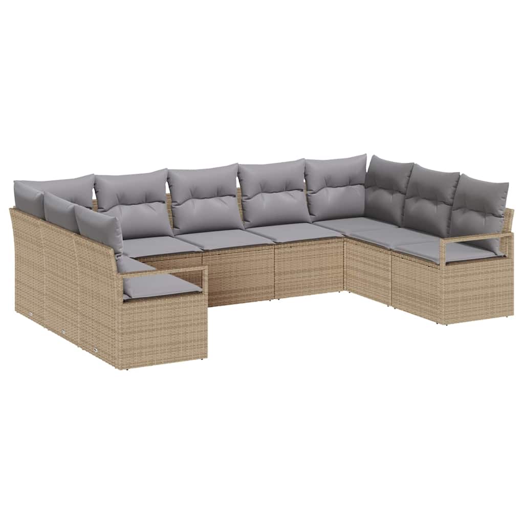 Kanapé Szett párnával 9 pcs Bézs polirattan