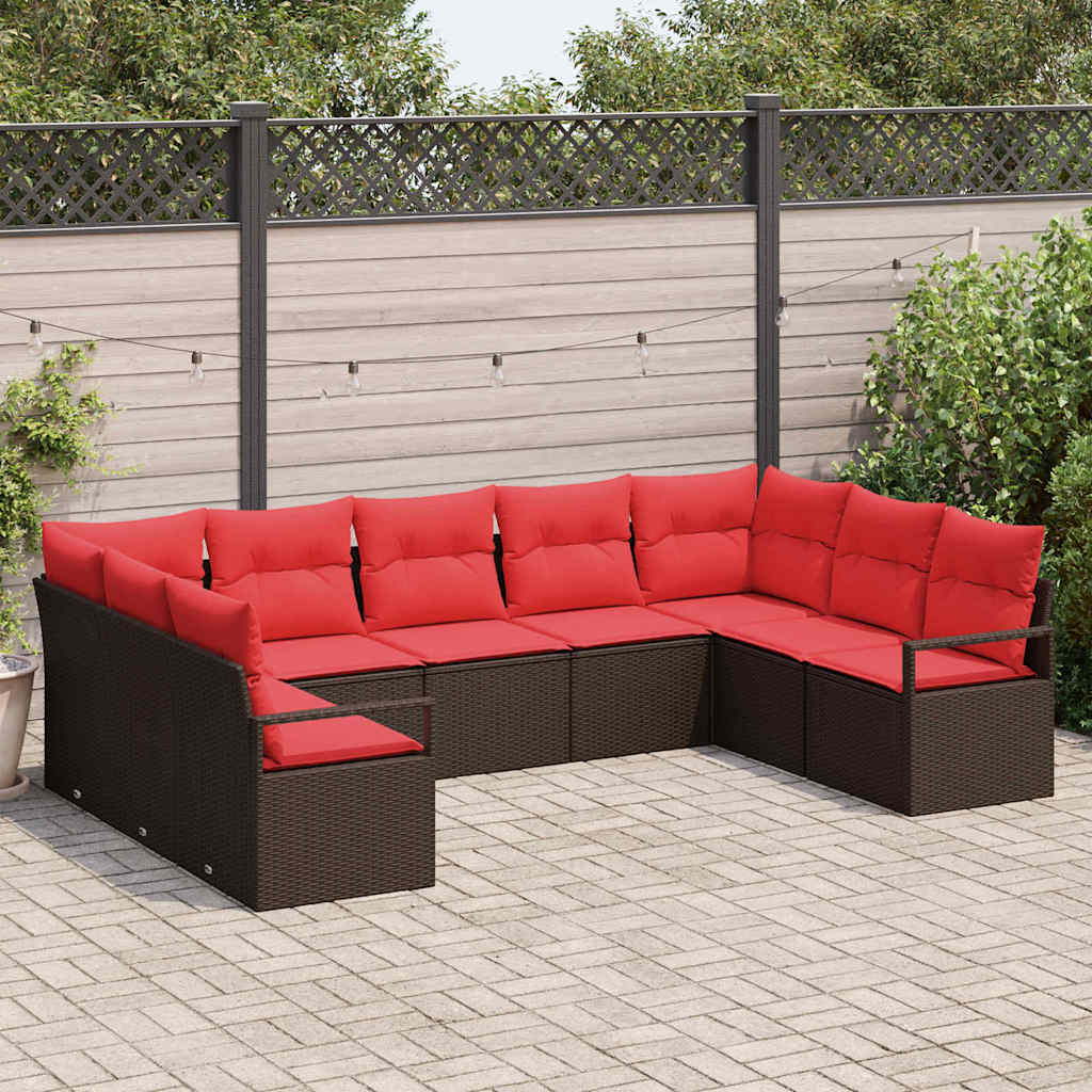 Kanapé Szett párnával 9 pcs Barna polirattan