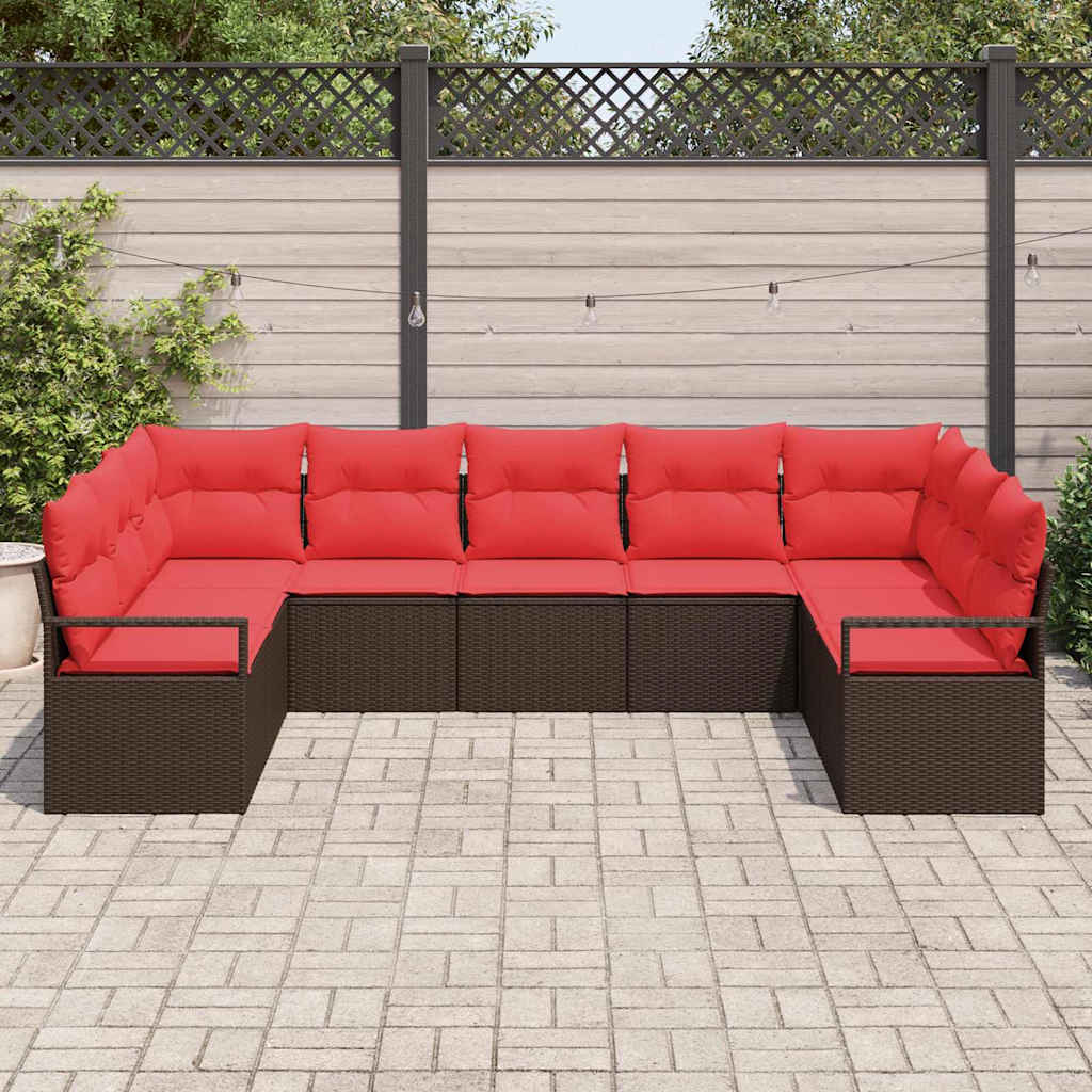 Kanapé Szett párnával 9 pcs Barna polirattan