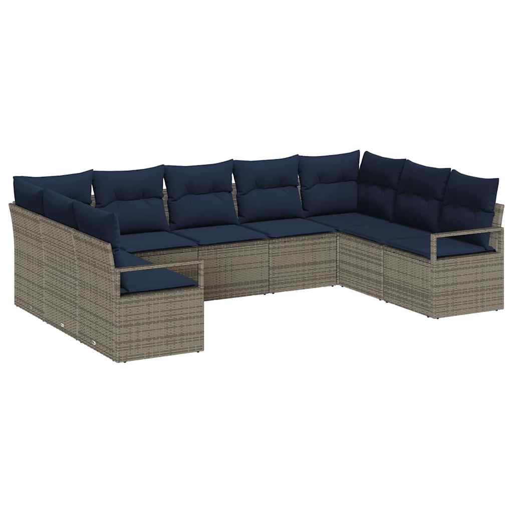 Kanapé Szett párnával 9 pcs Szürke polirattan