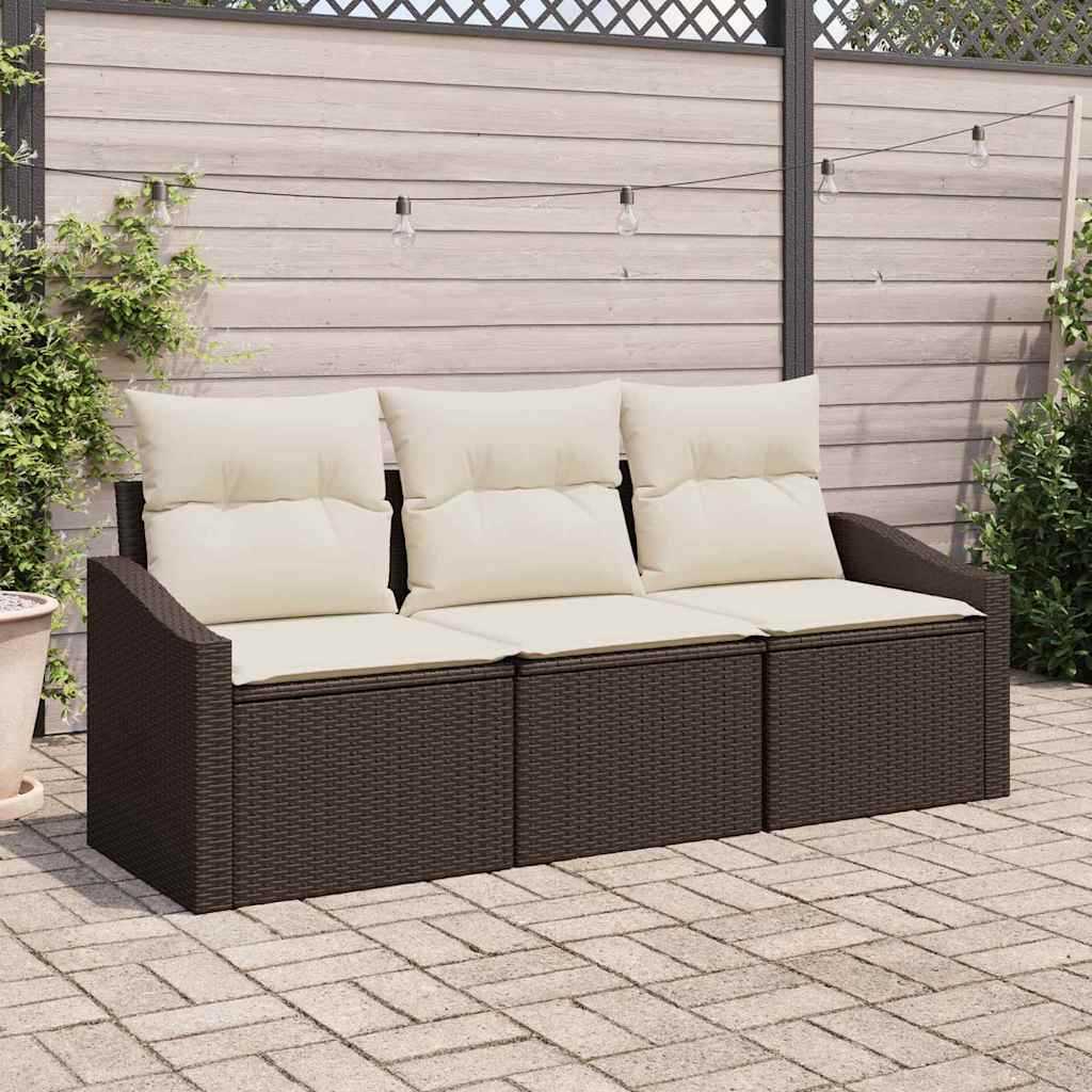 Kanapé Szett párnával 3 pcs Barna polirattan