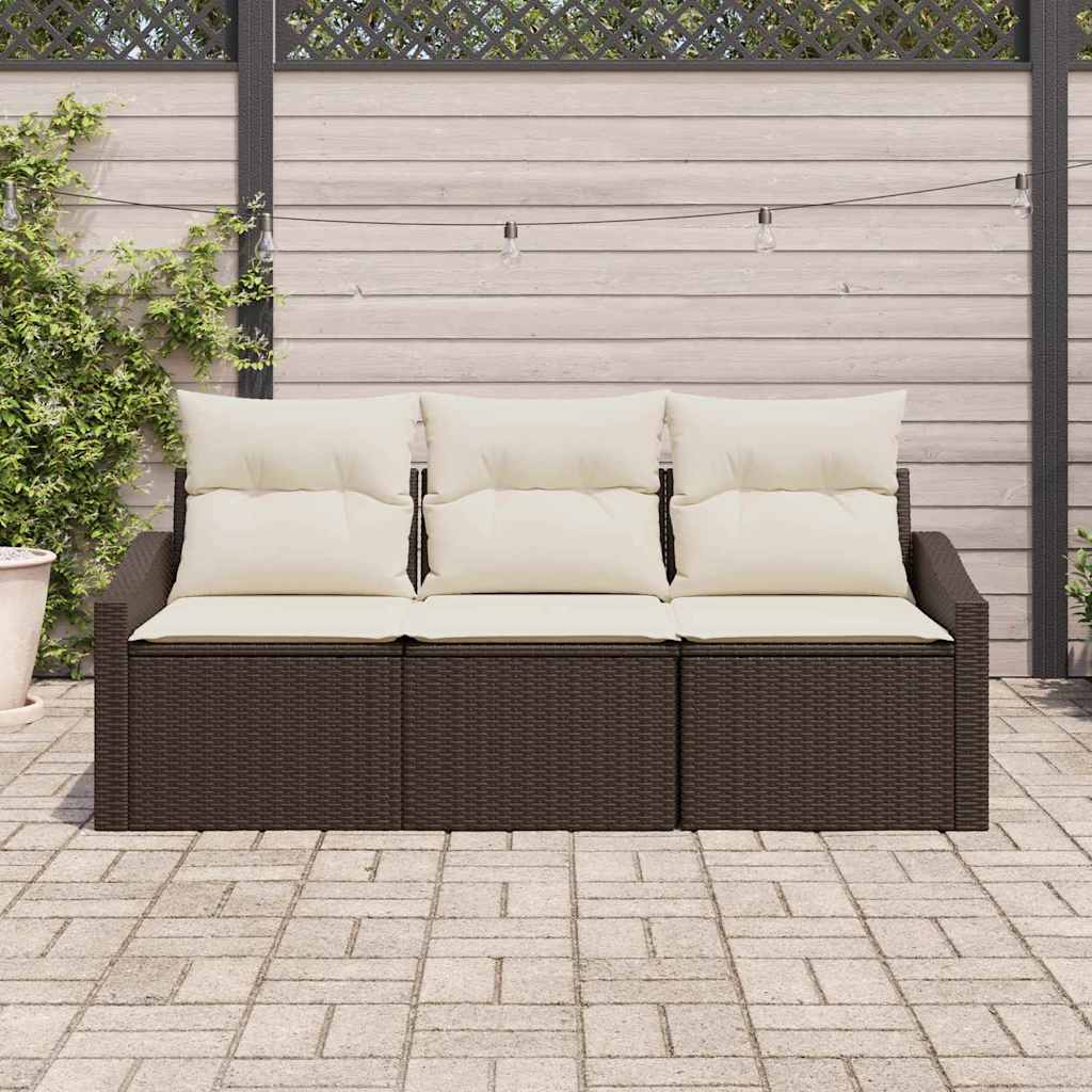 Kanapé Szett párnával 3 pcs Barna polirattan