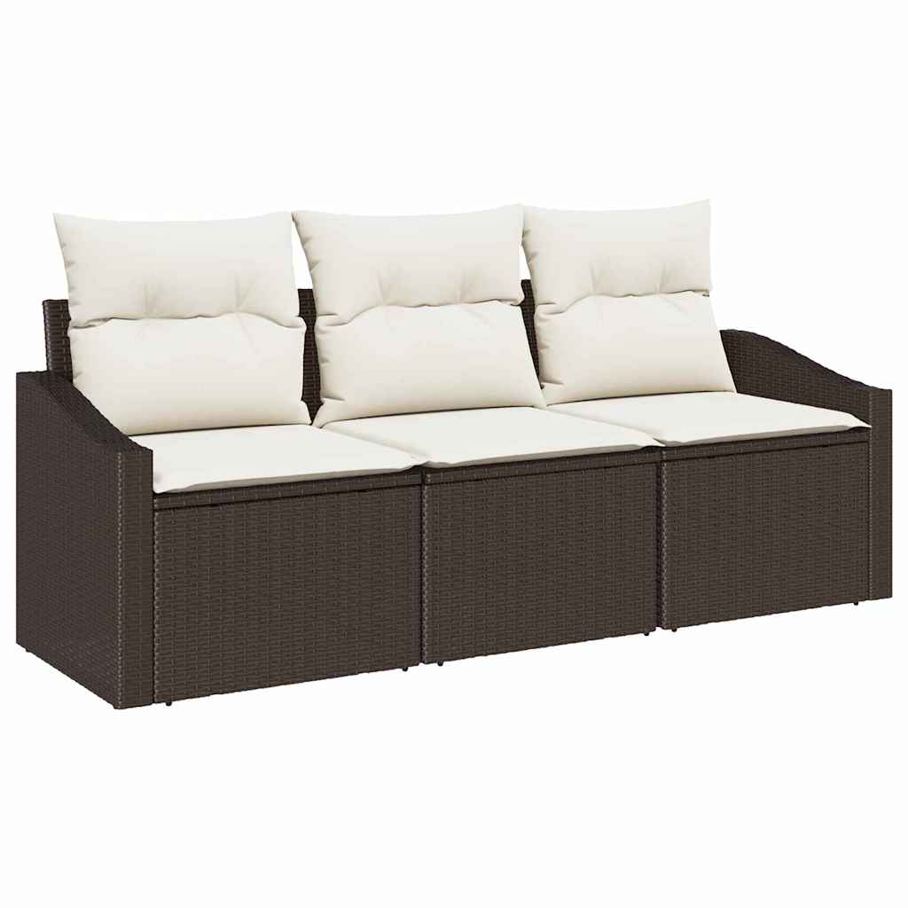 Kanapé Szett párnával 3 pcs Barna polirattan