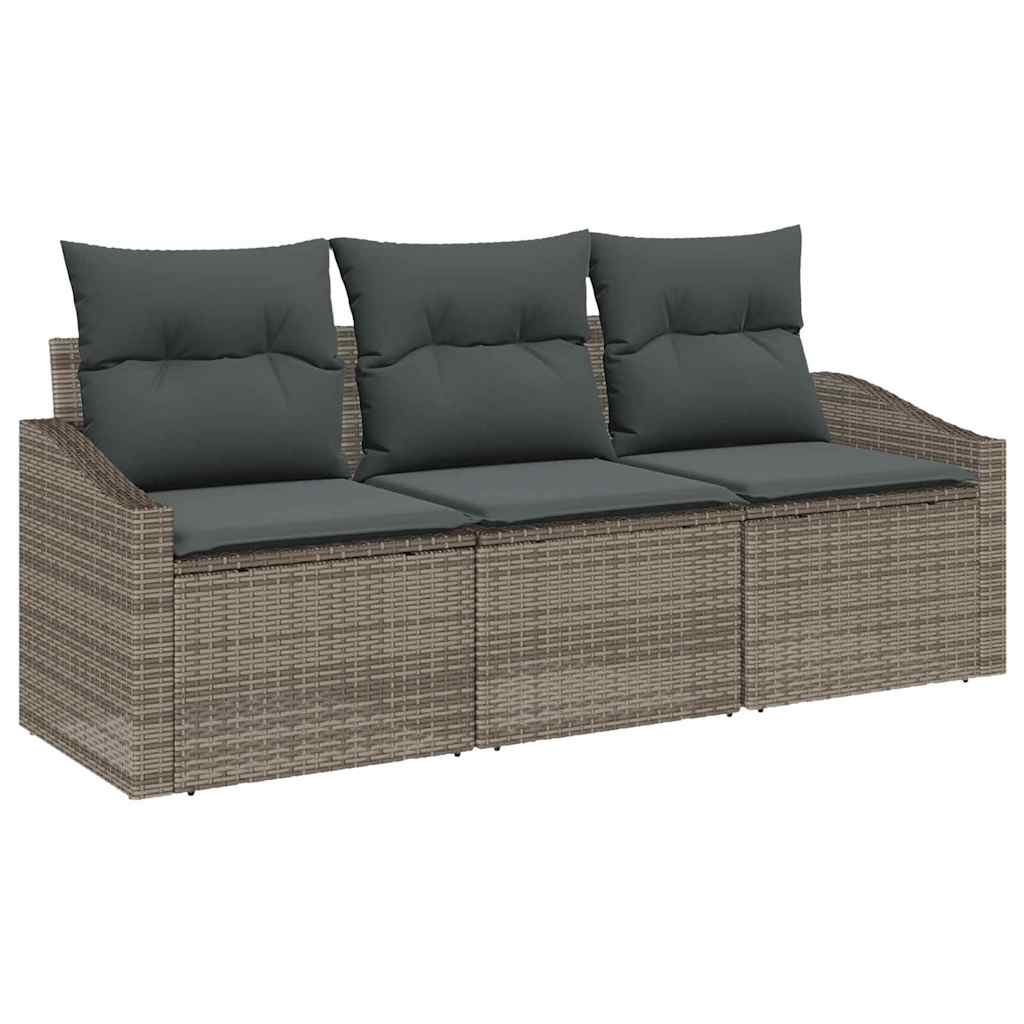Kanapé Szett párnával 3 pcs Szürke polirattan