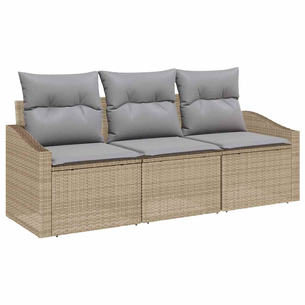 Kanapé Szett párnával 3 pcs Bézs polirattan