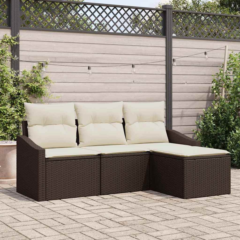 Kanapé Szett párnával 4 pcs Barna polirattan