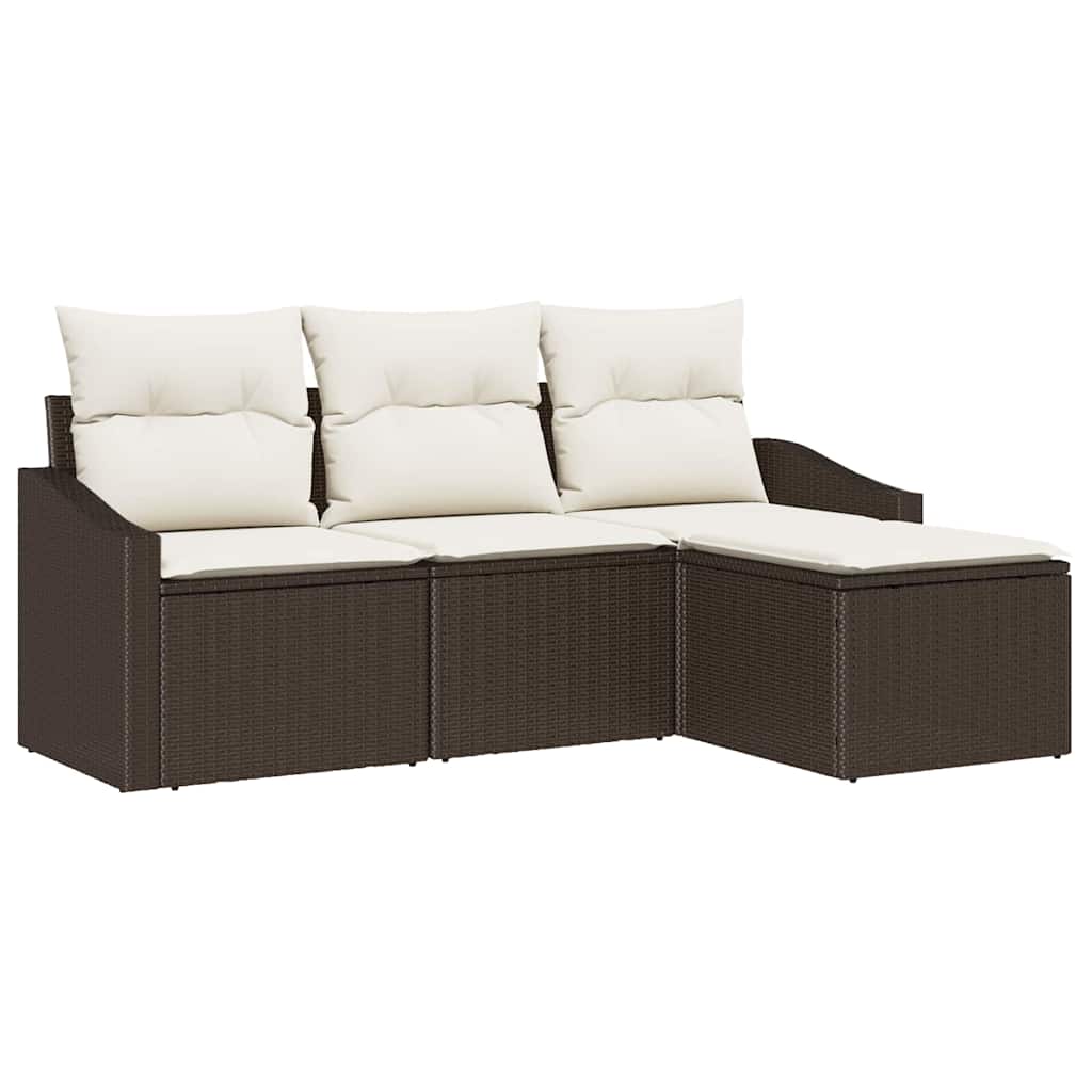 Kanapé Szett párnával 4 pcs Barna polirattan