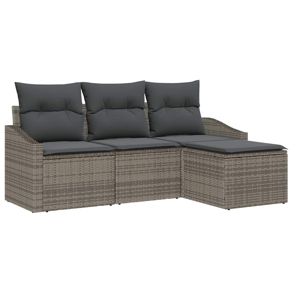 Kanapé Szett párnával 4 pcs Szürke polirattan