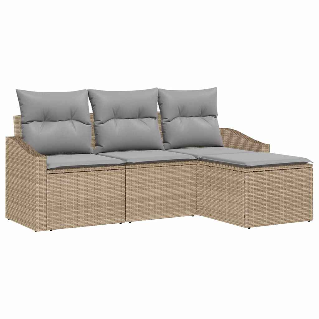 Kanapé Szett párnával 4 pcs Bézs polirattan