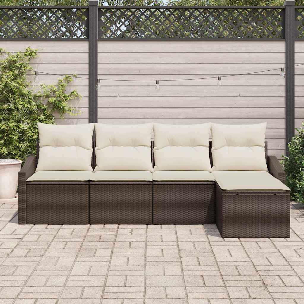 Kanapé Szett párnával 5 pcs Barna polirattan
