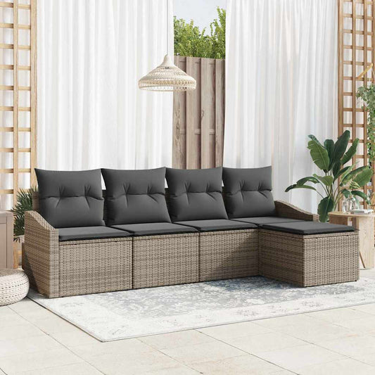 Kanapé Szett párnával 5 pcs Szürke polirattan