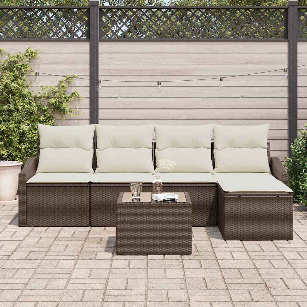 Kanapé Szett párnával 6 pcs Barna polirattan