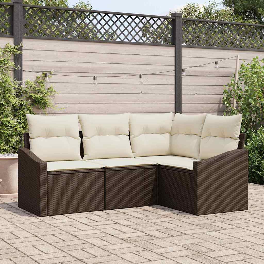 Kanapé Szett párnával 4 pcs Barna polirattan