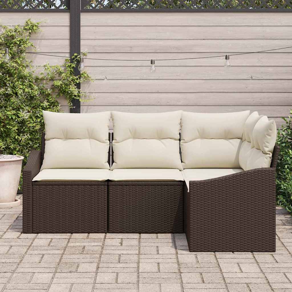 Kanapé Szett párnával 4 pcs Barna polirattan