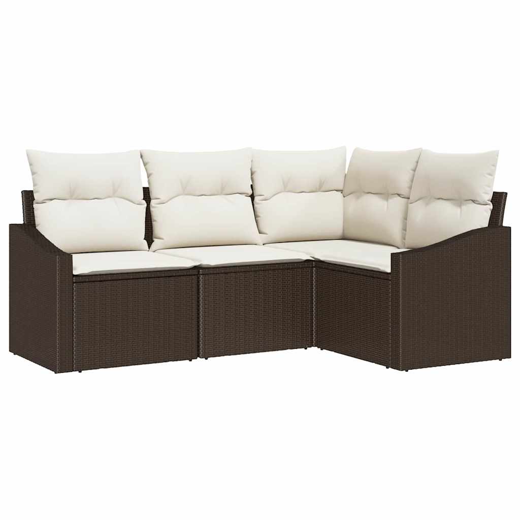 Kanapé Szett párnával 4 pcs Barna polirattan