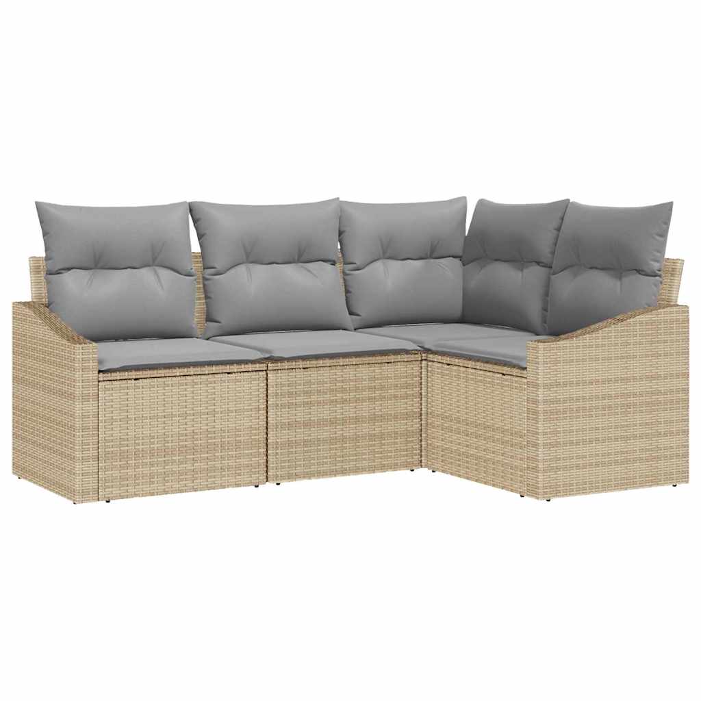 Kanapé Szett párnával 4 pcs Bézs polirattan
