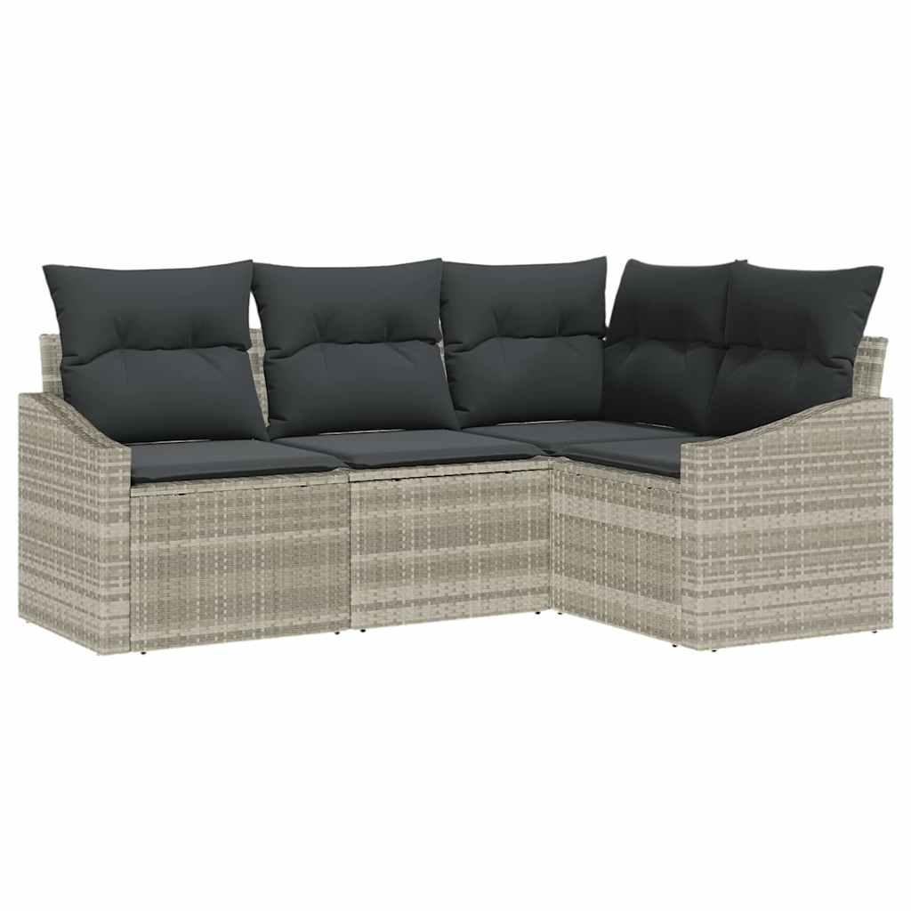 Kanapé Szett párnával 4 pcs Világosszürke polirattan