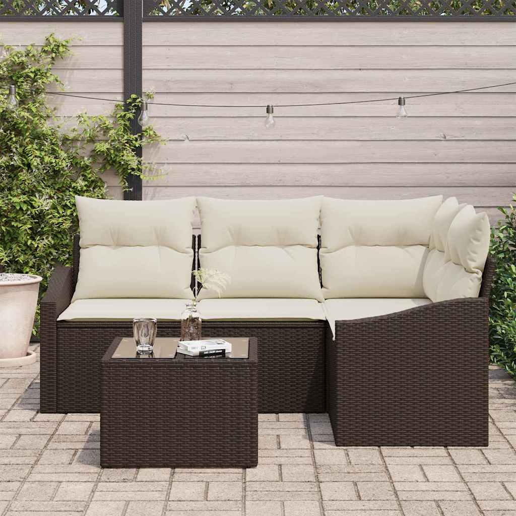 Kanapé Szett párnával 5 pcs Barna polirattan