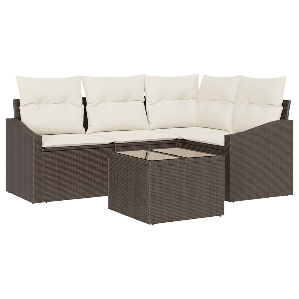 Kanapé Szett párnával 5 pcs Barna polirattan
