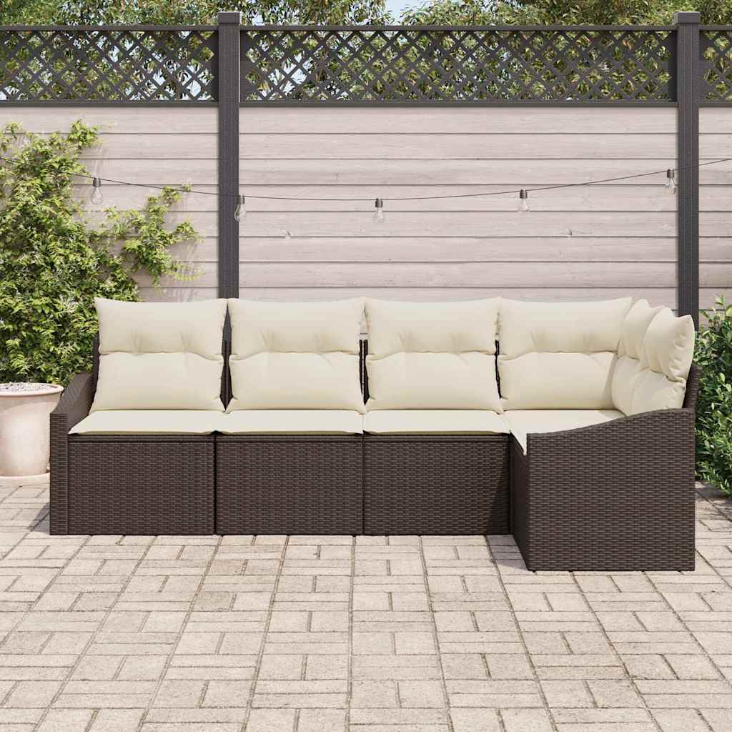 Kanapé Szett párnával 5 pcs Barna polirattan