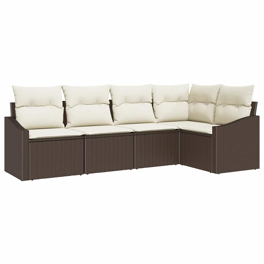 Kanapé Szett párnával 5 pcs Barna polirattan